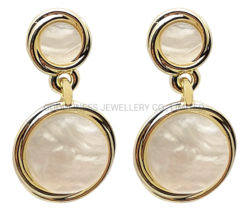 Fashion Mother of Pearl Jewelry Onyx Earring Brass Silver Jewelry