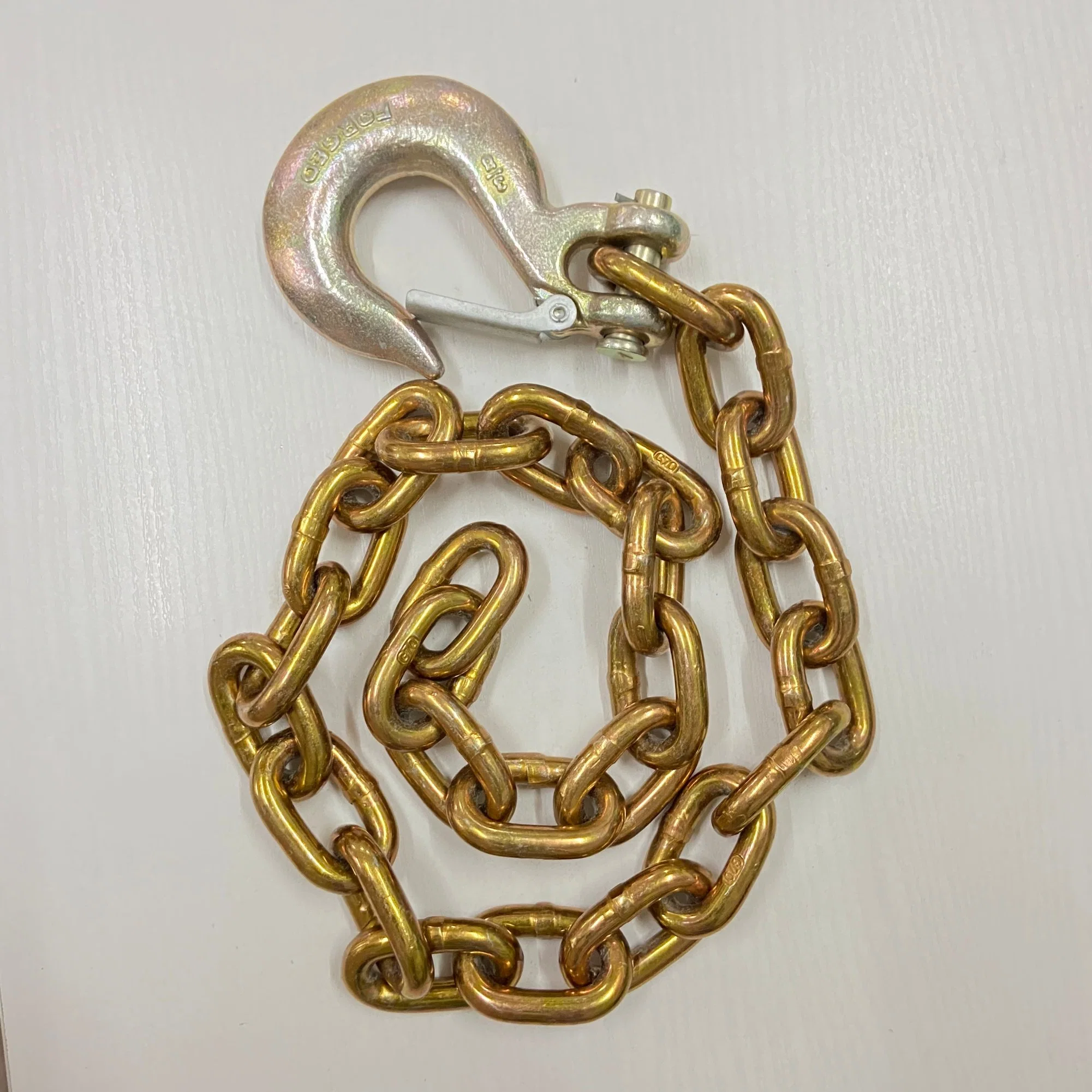 G70 1/4" Trailer Safety Chain with Clevis/Eye Slip Hook with Latch