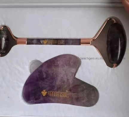 Custom Logo Gemstone Face Massager Jade Roller and Gua Sha Sets