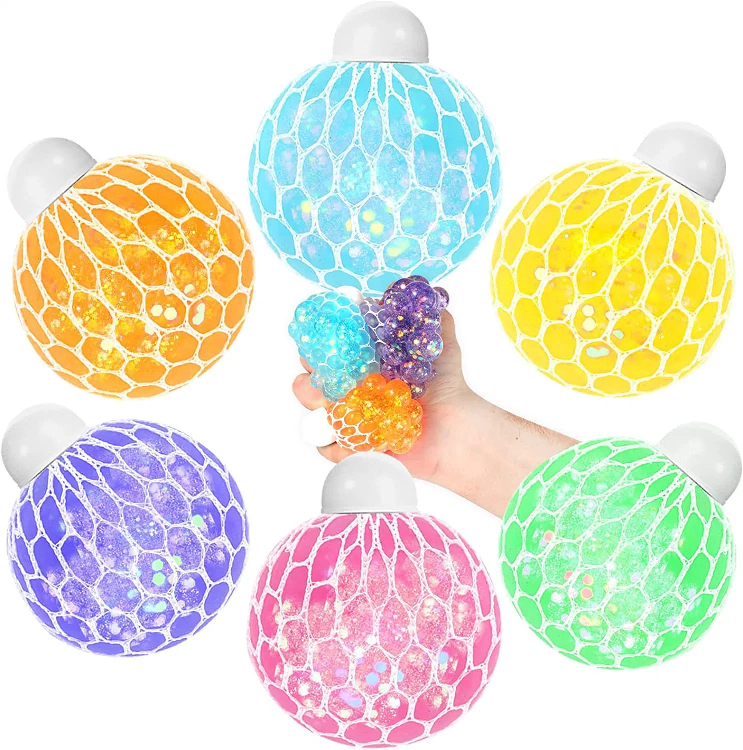 Bola Splinter Ball Fidget Toy Bola espremer em malha para oferecer para criança