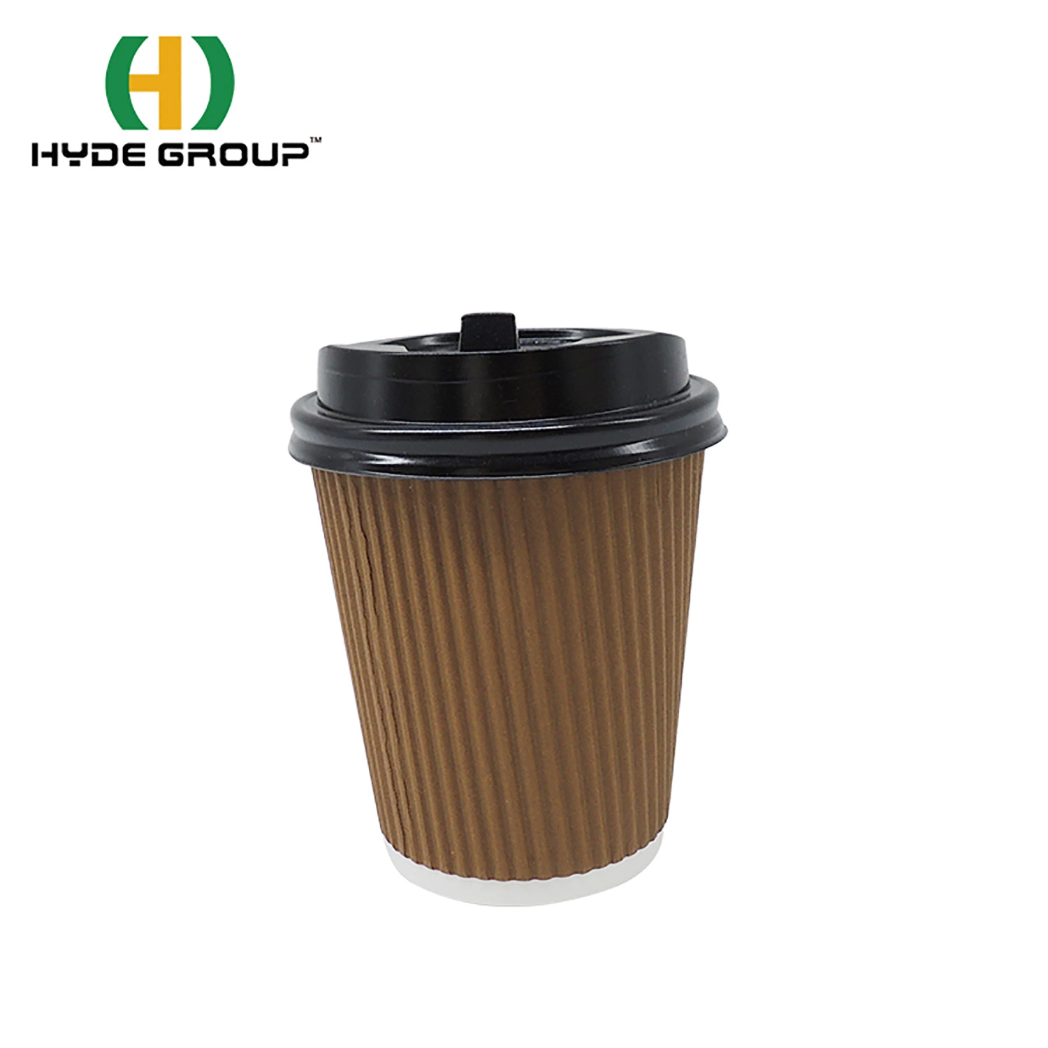 16oz Ripple Wall Paper Cups with Black White Color Plastic Lids Coffee Drinking Cups