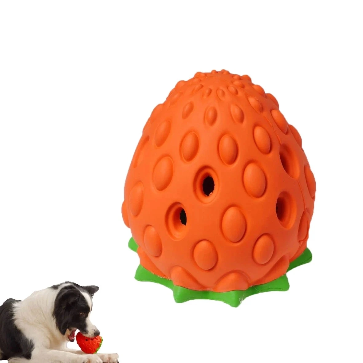 Manufacturer Pet Supplies New Arrival Rubber Toy Strawberry Shape Puzzle Dog Toy Leaked Food Chew Toy