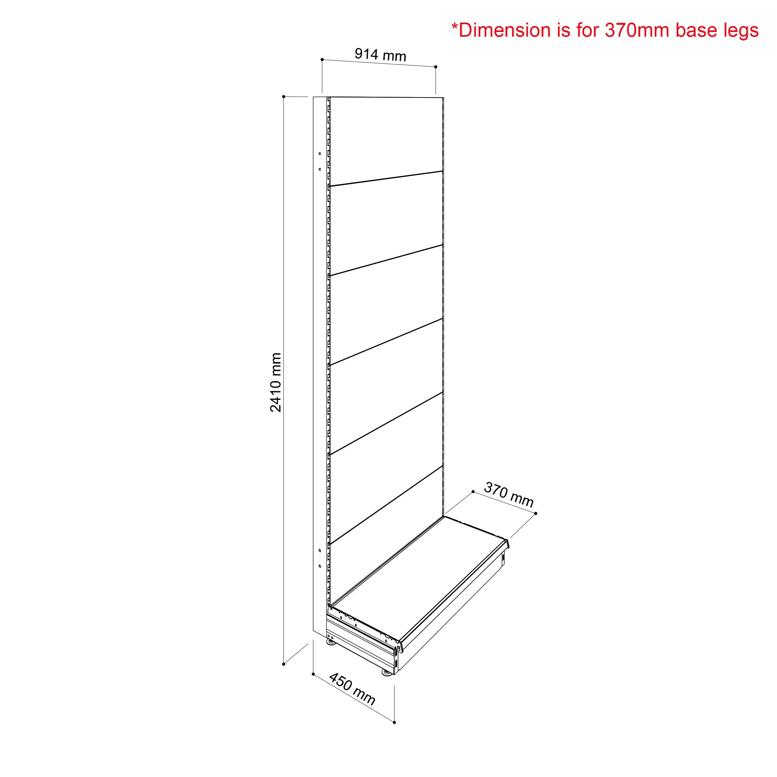 2400h un solo lado Gondola Shelving Bay con Perforated Back Panels