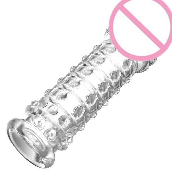 Silicone Penis Enlargement Dick Extender Transparent Condoms for Men Crystal Penis Sleeve