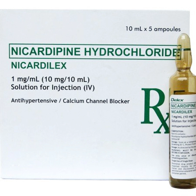 China Pharmaceutical GMP Nicardipine Hydrochloride Injection 2mg:2ml