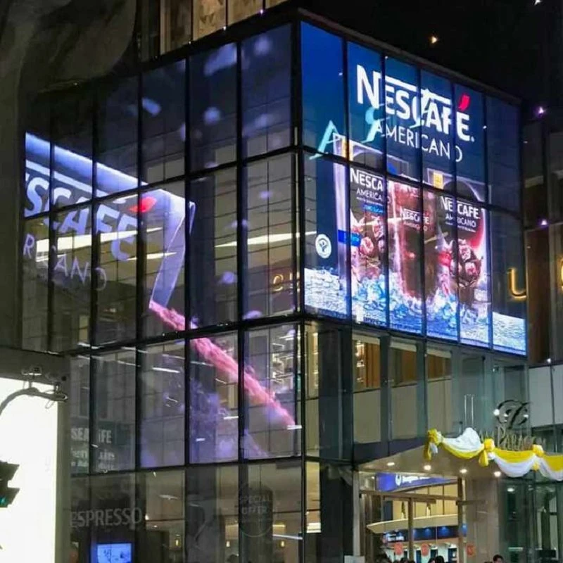 Mur de bâtiment à affichage LED transparent écran d'affichage LED extérieur Shopping Galerie marchande