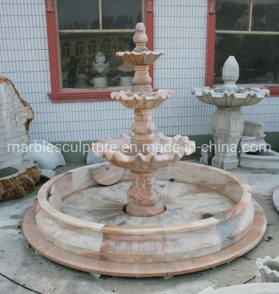 Simple Style Multi Levels Hand Carved Outdoor Marble Water Fountain (SYF-082)