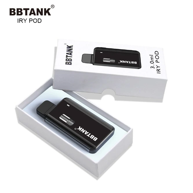 Recipiente de Bbtank Iry Pod para óleo destilado espesso de 1 ml/2 ml/3 ml de resina viva Caneta de fita descartável vazia recarregável com bobina de malha