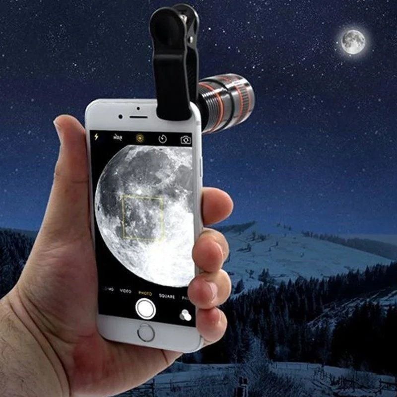 8x Zoom Teleobjektiv Handy Kamera Objektiv für iPhone, Samsung, Huawei, Außenobjektiv HD ohne Vignettierung Monokular Telescope - Schwarz