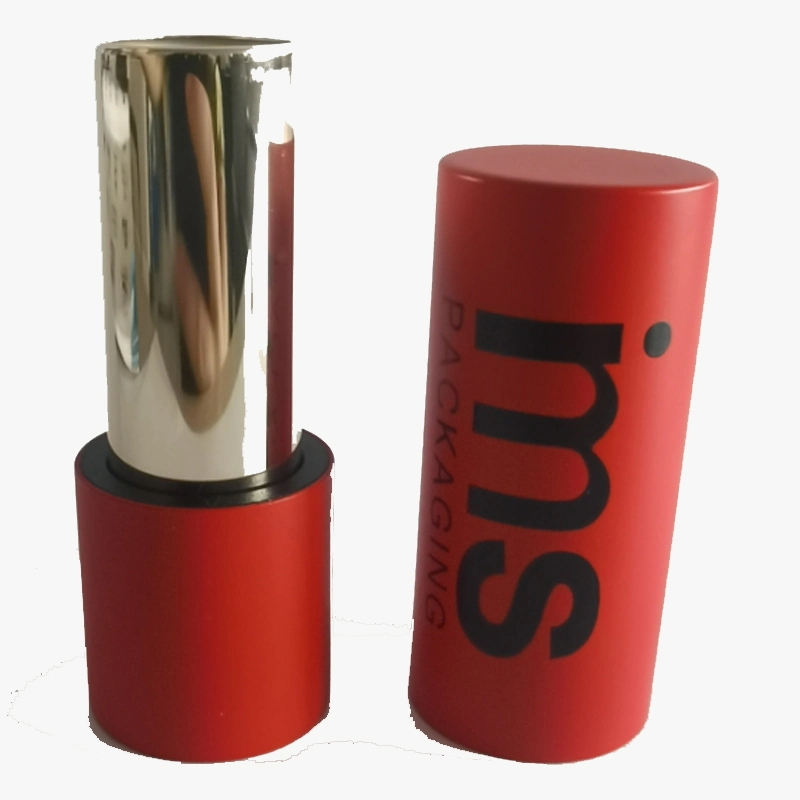 High quality/High cost performance  Magnetic Closure Round Red Aluminium Lipstick Tube