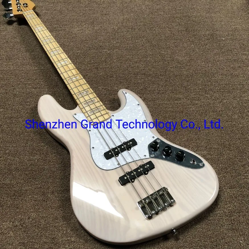 Custom 4 Strings Electric Guitar Bass with Pink Stripe White Pickguard