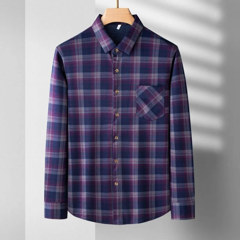 2023 Wholesale Plaid Cotton Shirt with High Quality Customsized Logo for Men