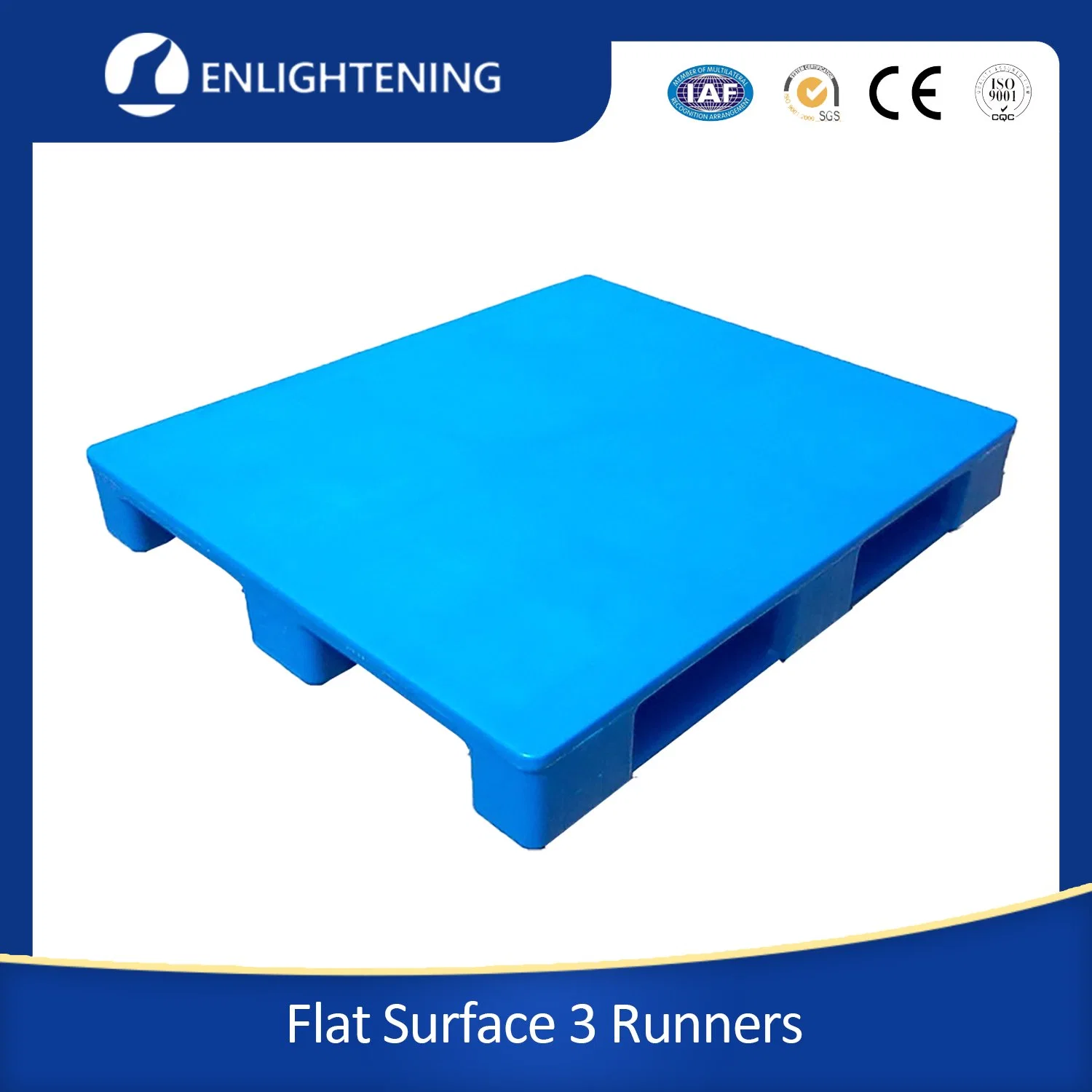 Robuste/empilable/monobloc/surface plane/simple étage/accès au chariot élévateur 4 voies/renforcé d'acier/charge sur rayonnage/3 glissières Palette plastique pour système de rayonnage