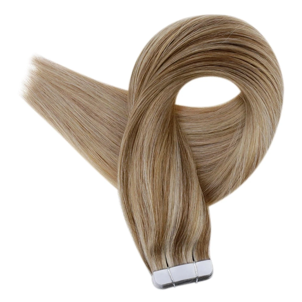 Blond Virgin Human Double Drawn Cuticle Aligned Remy Russian Ombre Tape in Hair Extensions