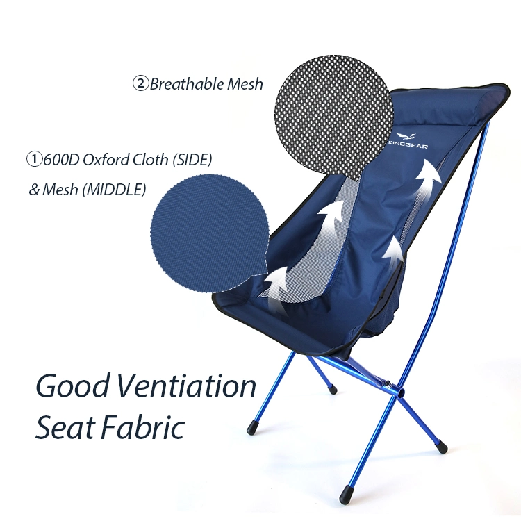 Custom Outdoor Highback Folding High Back Folding Camping Camouflage Chair Blue