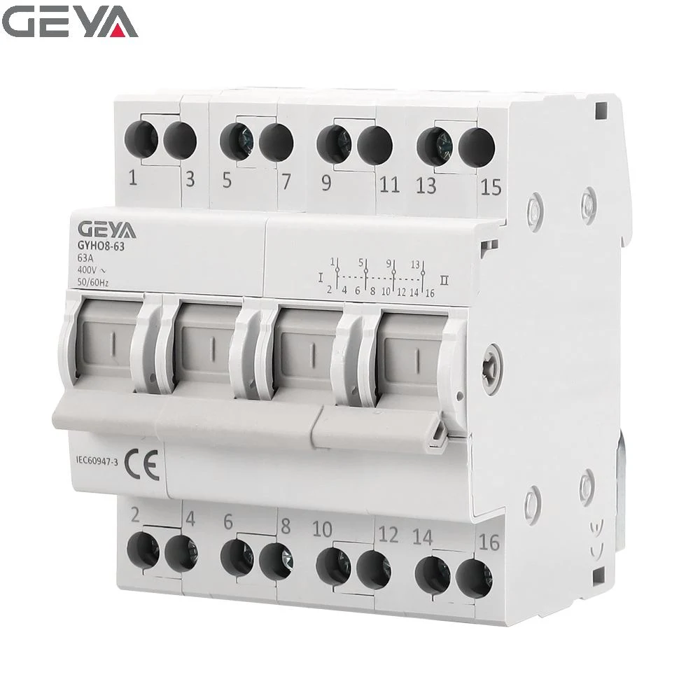 Interruptor de transferencia manual de potencia dual modular Geya 63A 230/400VAC DIN Instalación de rieles