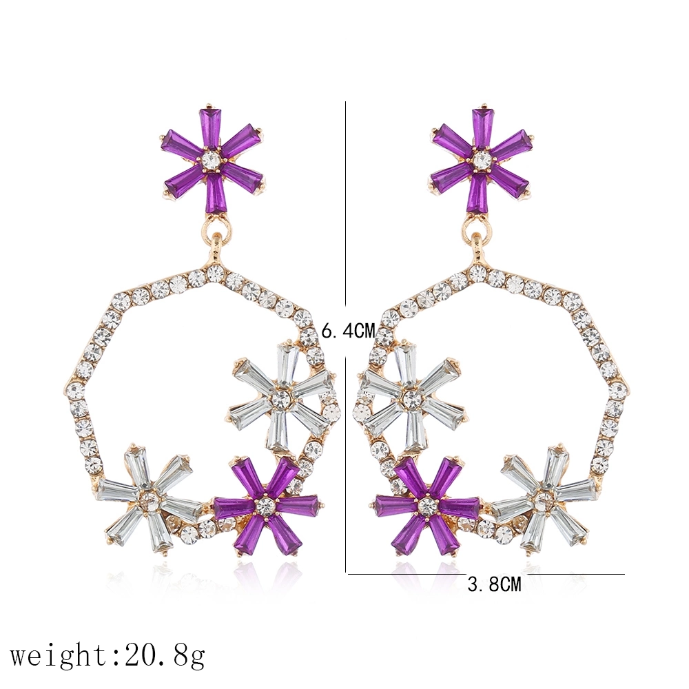 2021 Diseño de nuevos pendientes Silver o Gold Platting de latón de piedra de fusión de la moda Eardrop encantadores aretes joyas (11).