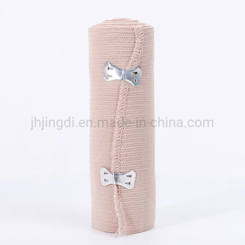 Skin Color Medical High Compression Elastic Bandage with Aluminium Clip