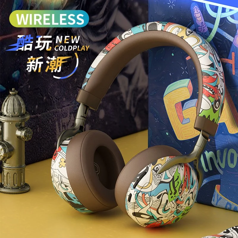 Fashion Headband Wireless Bluetooth Headset Graffiti Print Computer Mobile Game Headset Headphone