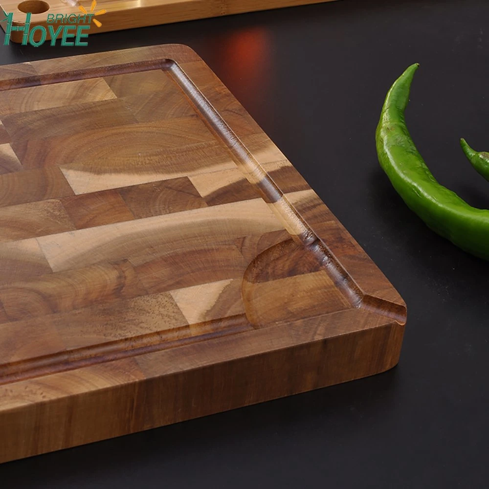 Custom/Wholesale/Supplier Kitchen End Grain Wood Chopping Board Black Walnut Wooded Cutting Board with Juice Groove