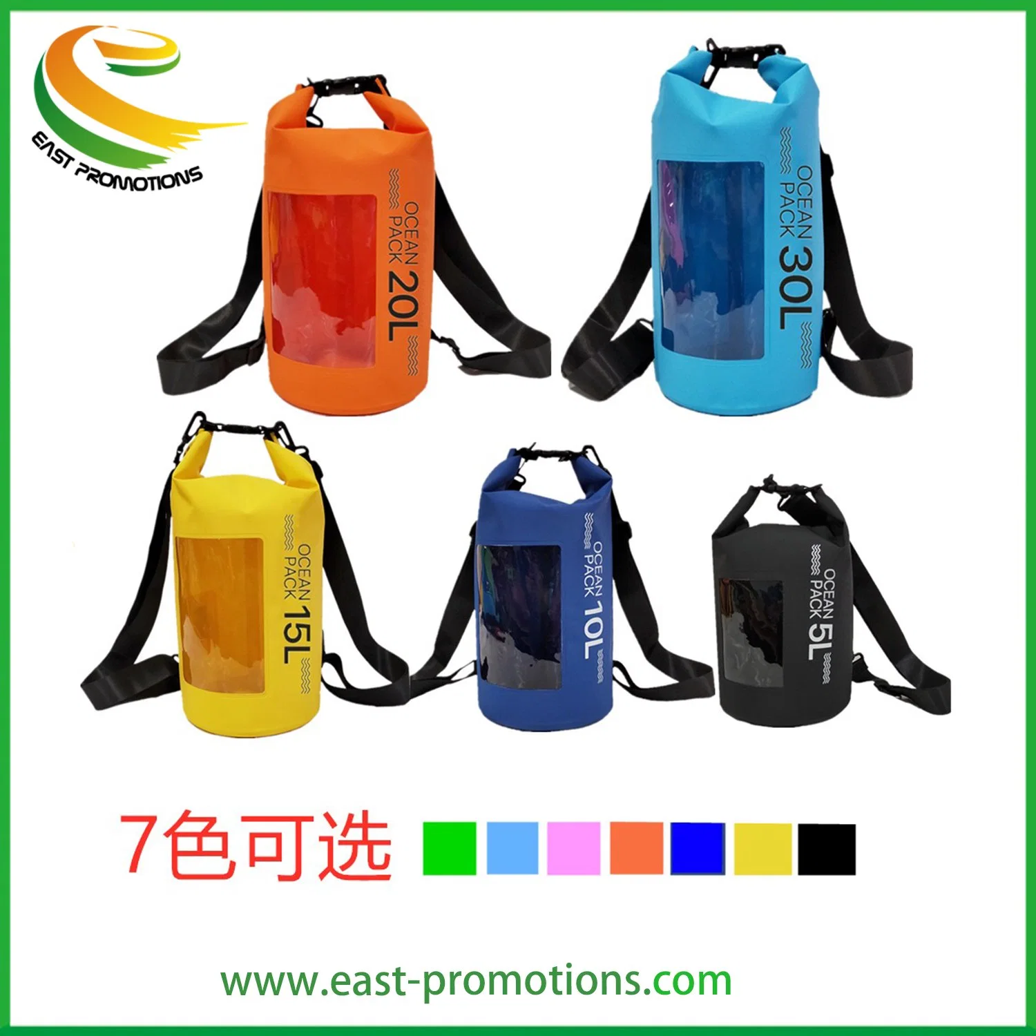 Wholesale 500d PVC Collapsible Roll Top Compression Waterproof Dry Sack Floating Bag Ocean Pack with Clear PVC Windows