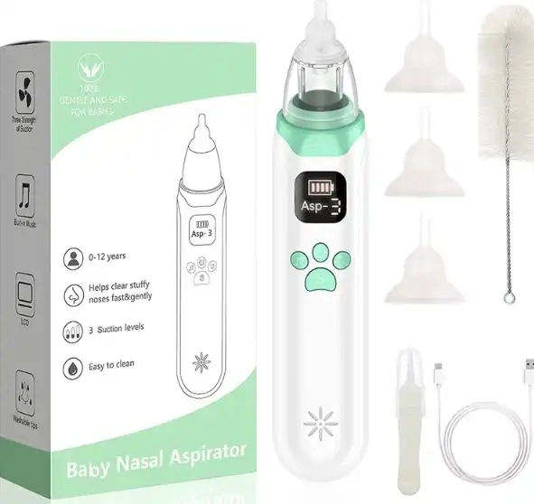 Aspirateur nasal pour bébé 500 mAh rechargeable 3 engrenages réglables à chaud