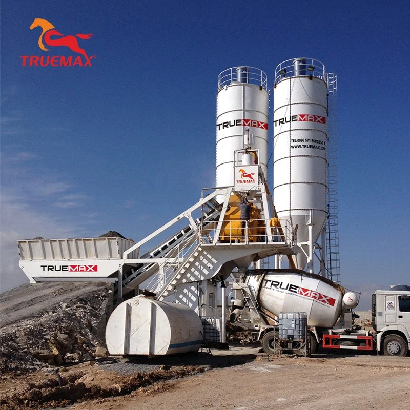 China Preise Truemax Betonmaschinen Fixed Zement Mischen Cbp60m Mobile Mischer Tragbare Betonmischanlage