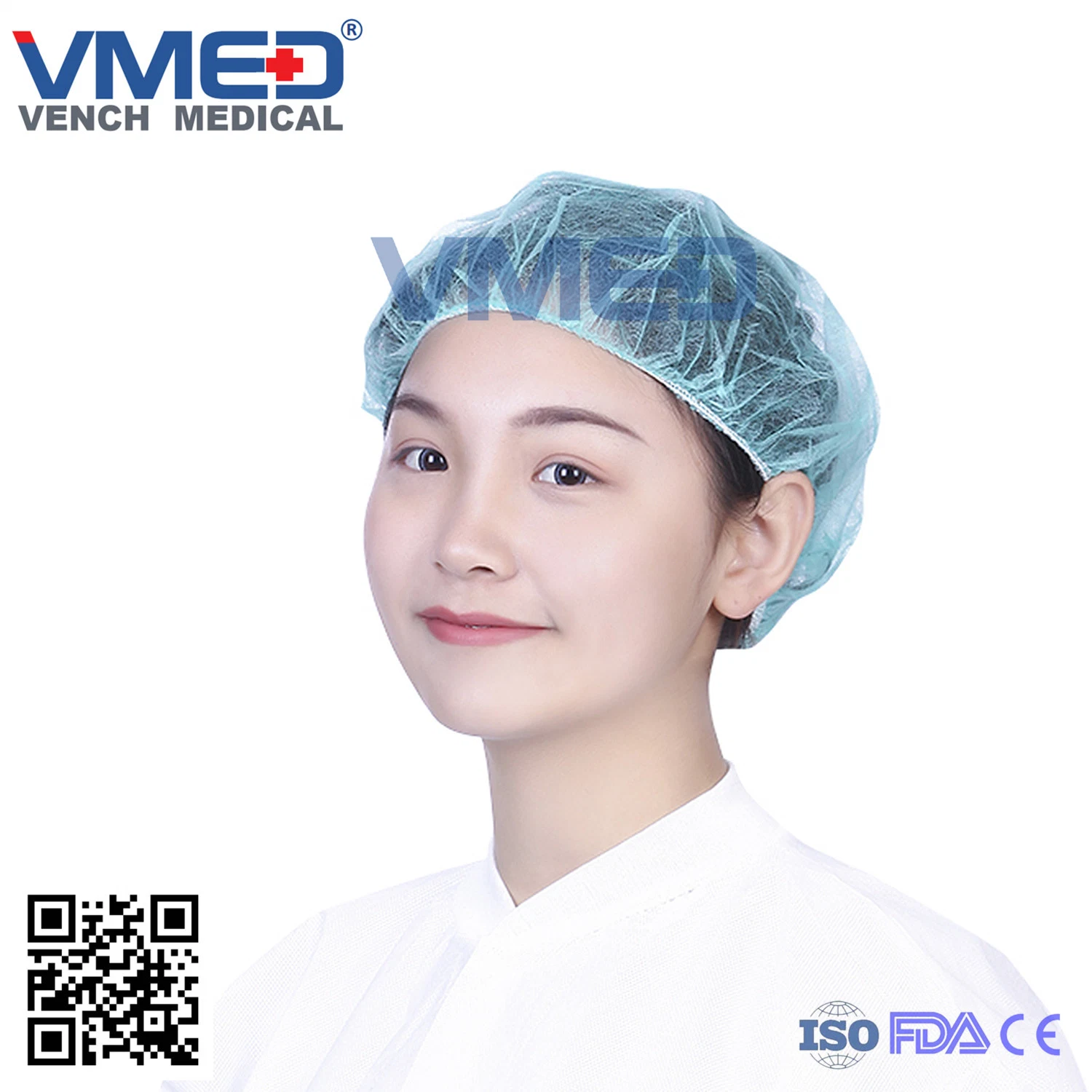 Disposable Nonwoven/PP/ PE/ SMS/ Nurse/ Bouffant/Clip/Crimped/ Pleated/ Doctor/Medical/ Hospital/ Surgical/Round Cap