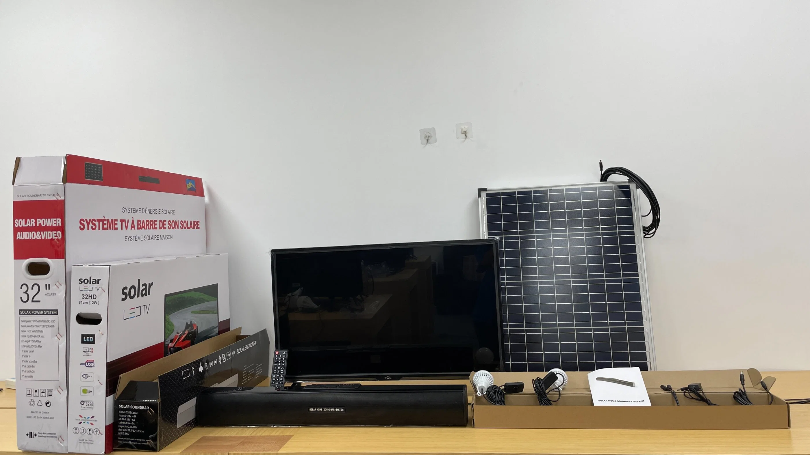 Pcv Soundbar Solar el sistema de televisión para el hogar de copia de seguridad de la Energía Solar energía para el Ventilador TV+++ + altavoces de las luces de la carga de teléfono