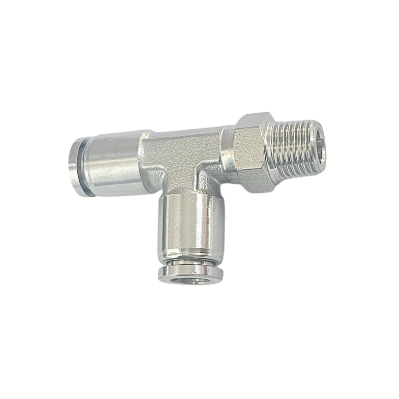 Male Branch Tee Stainless Steel Inox SS316L Pneumatic External Thread Push in Fittings