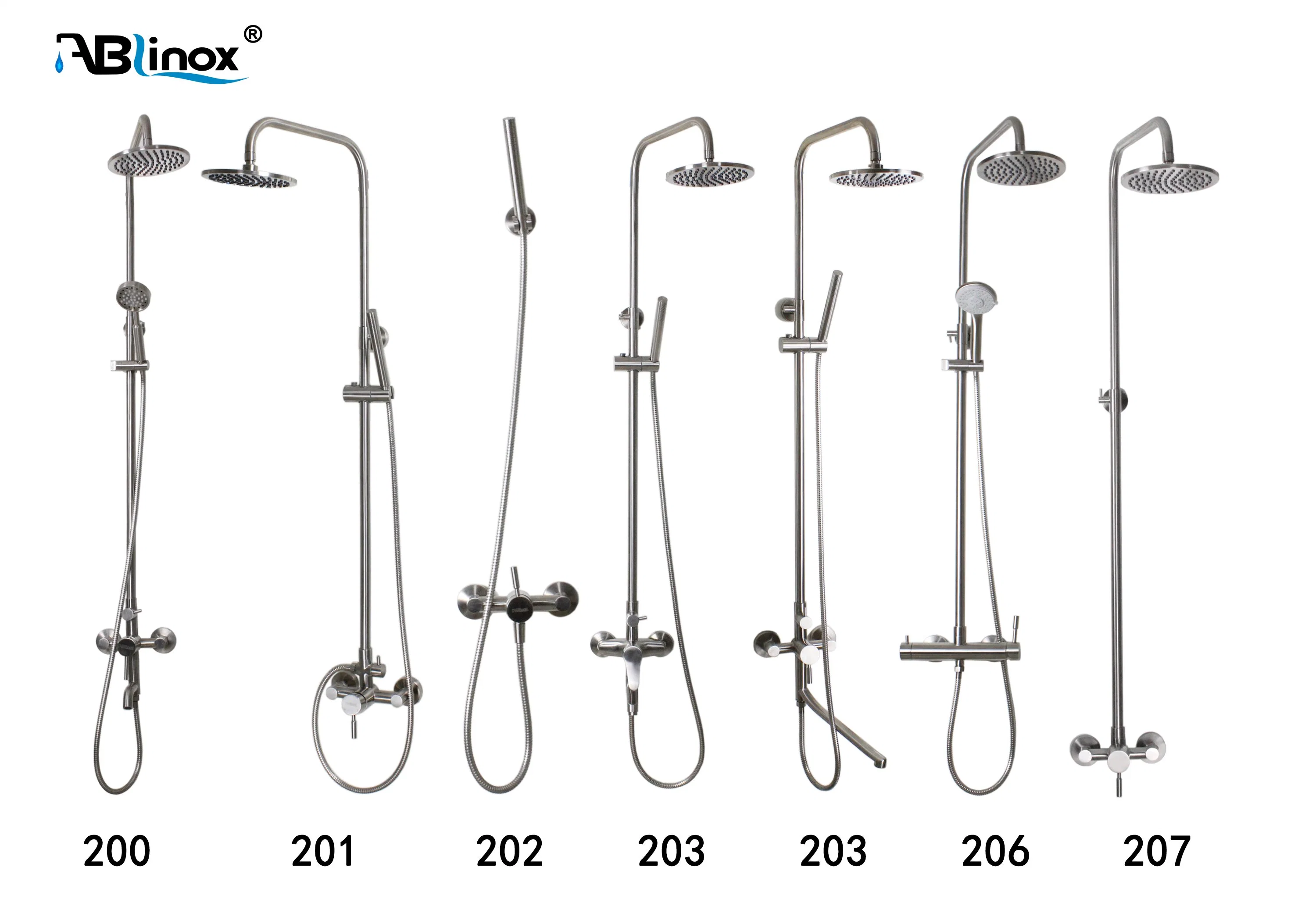 Ablinox fábrica tienen propio taller de fundición de Venta caliente satinado 304 Acero Inoxidable baño ducha caliente y fría del grifo