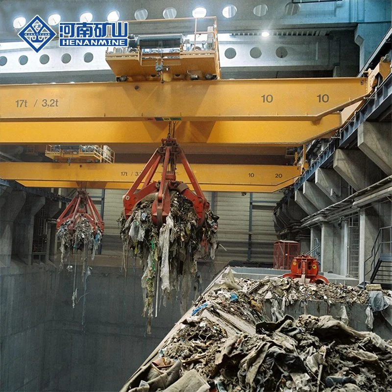 Double Girder Overhead Garbage Crane with Grab Bucket