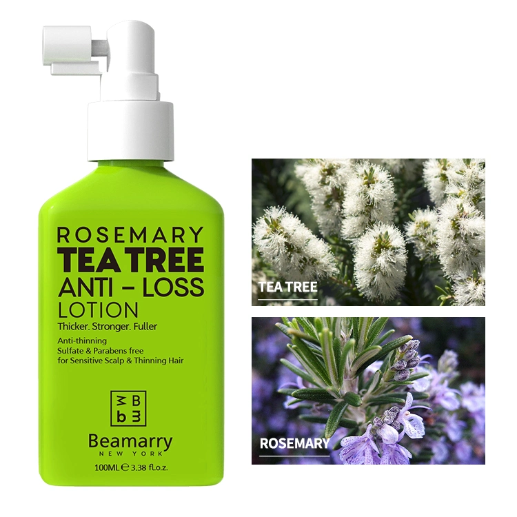 Beamarry célèbre marque personnalisée à base de plantes naturelles de la marque propre Rosemary Tea Tree Anti-Loss Lotion pour les produits de la croissance des cheveux