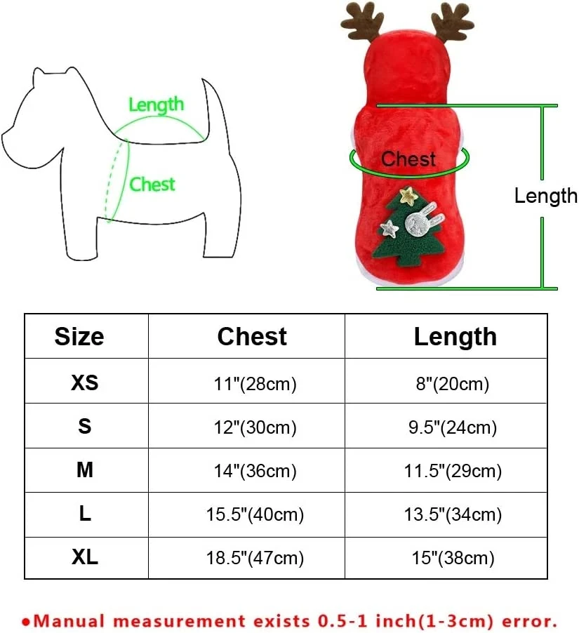 Pet Dog Christmas Clothes Costume, Dog Clothes for Small Medium Dogs and Cats