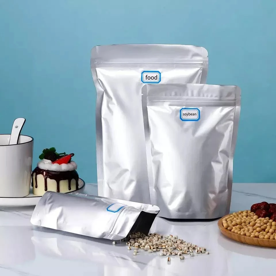 Los envases de alimentos personalizada para imprimir pie de la bolsa de papel de aluminio de bloqueo de la cremallera de la bolsa de Stand up