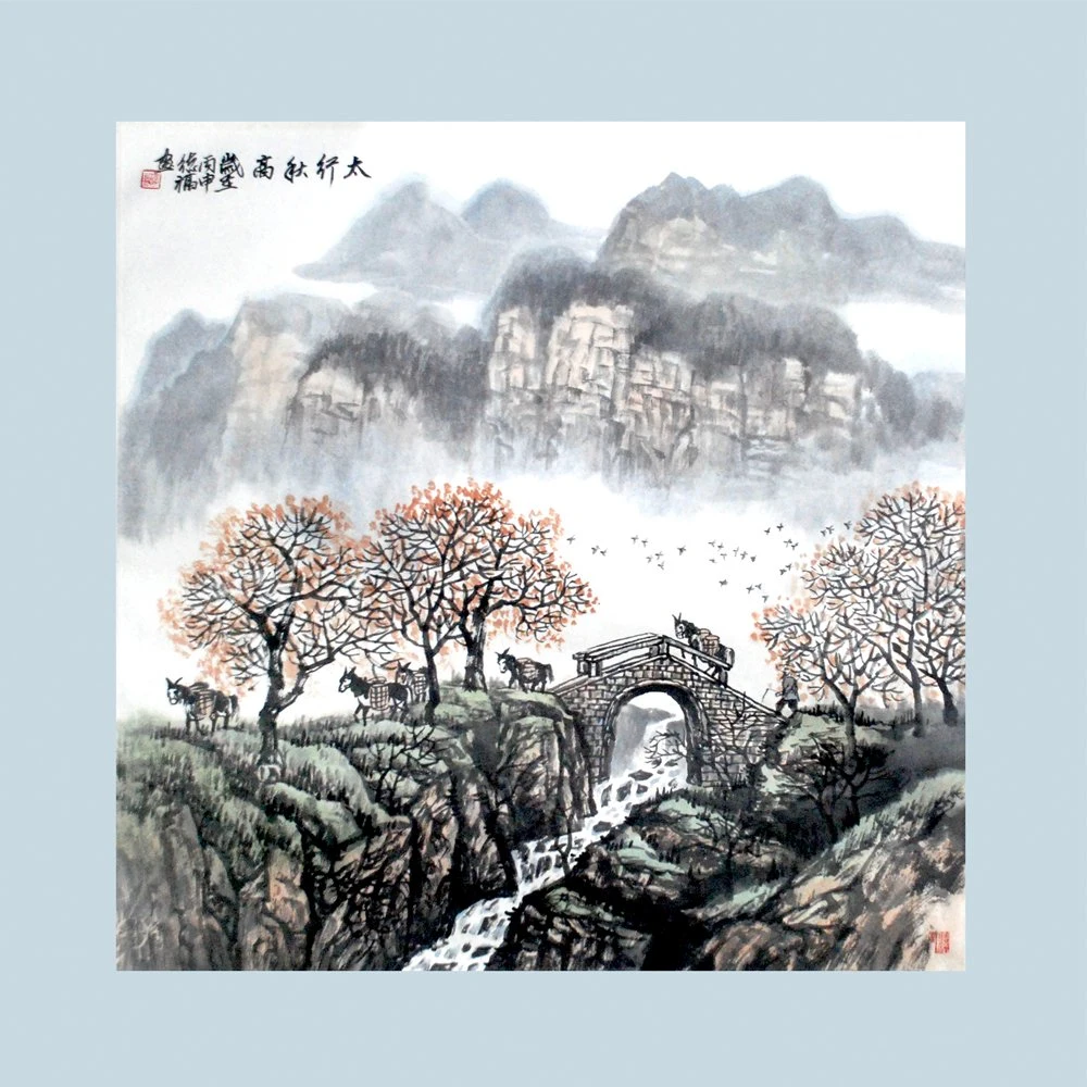 Handmade Traditional Chinese Painting Wall Art Modern Black and White Landscape Artwork