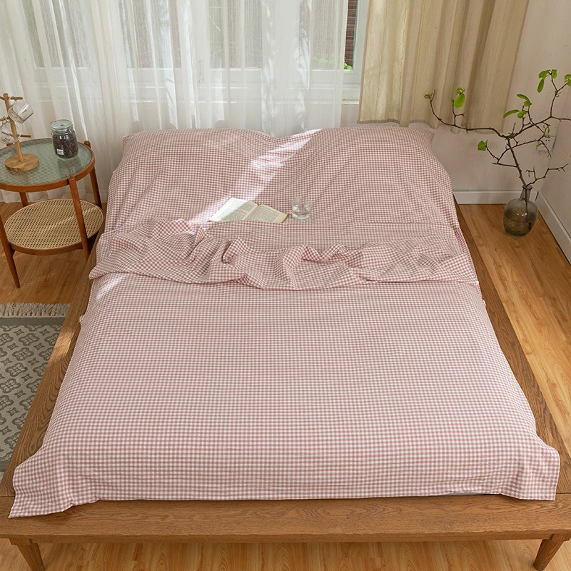 Cozy Pink Cotton Plaid Sleeping Bag Bedding