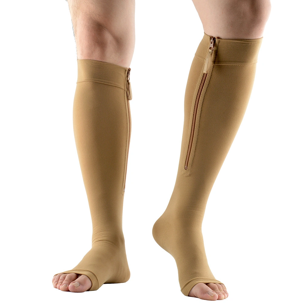 Medical Grade 2 Open Toe Zipper Compression Socken für Krampfadern Vene