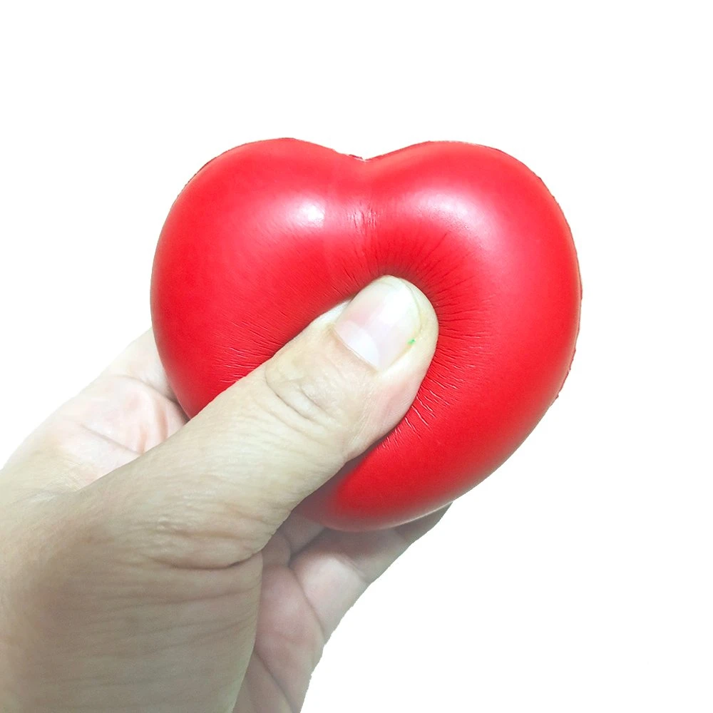 Custom Logo Promotional PU Foam Reliever Heart Shaped Sponge Squeeze Stress Balls