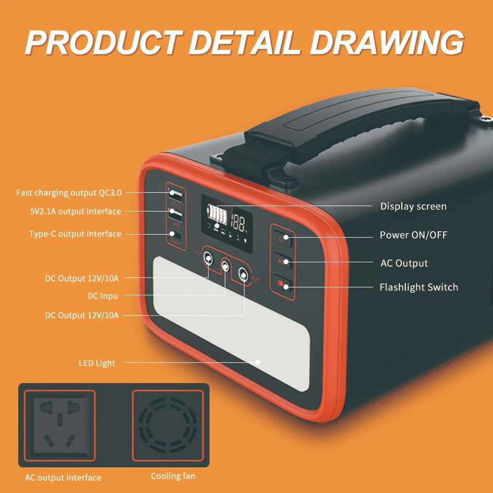 Portable Power Station 150W Portable Battery 110V AC DC Solar Power Station Outdoor Pd Type C Powered Generator Energy Storage Power Supply