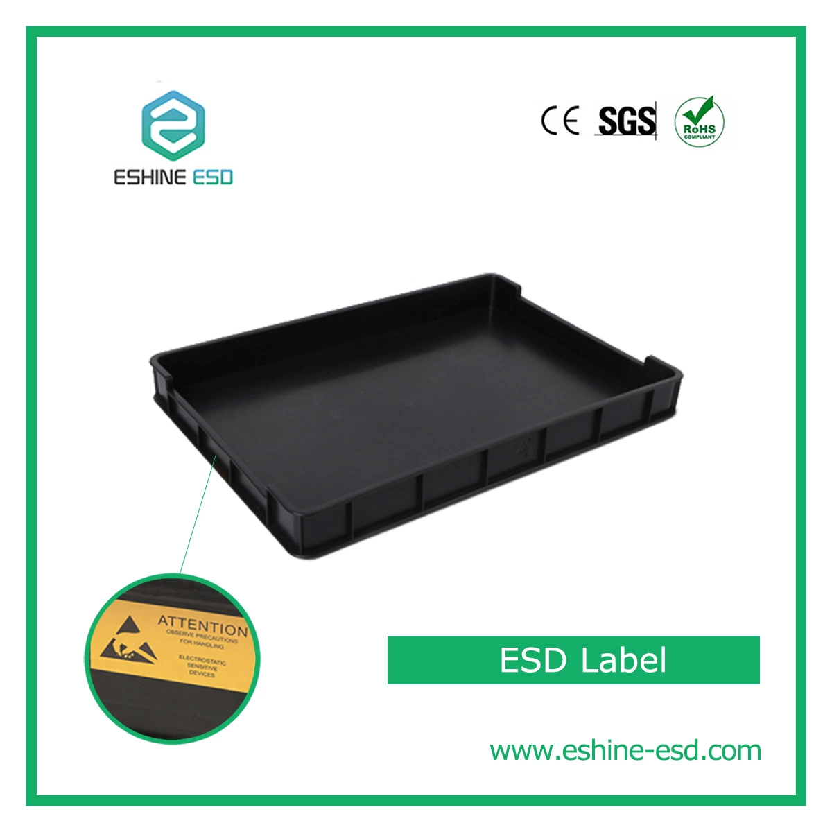 Embalaje de palets de plástico antiestático ESD Carro PCB negro