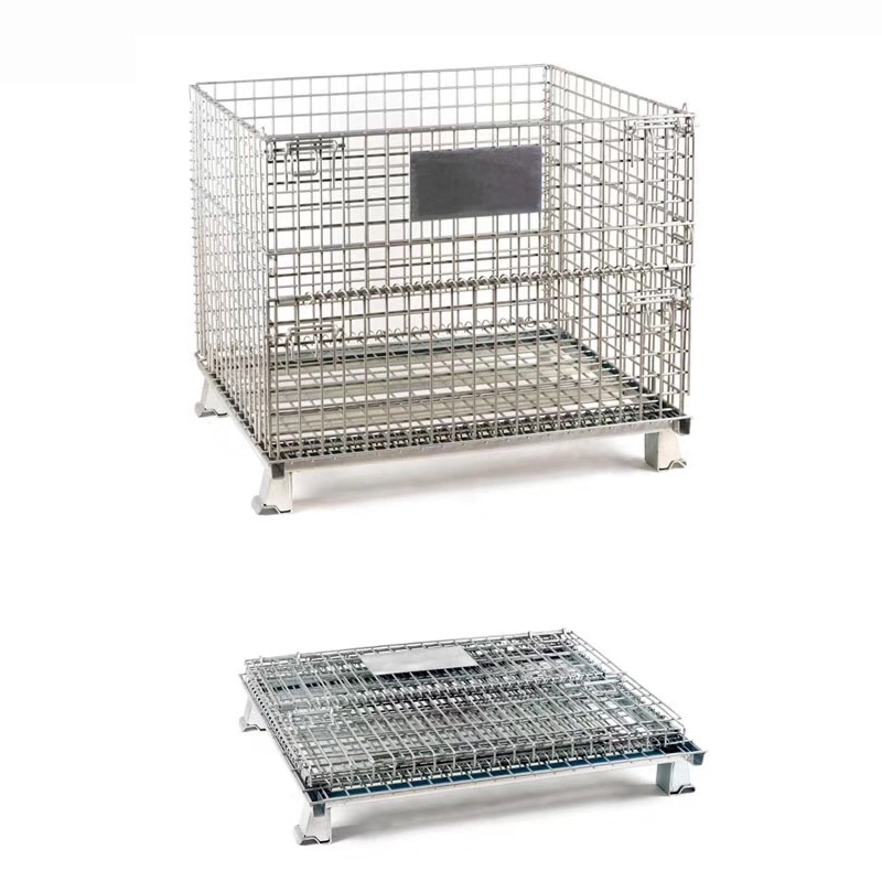 Caja de malla de alta calidad jaula de alambre contenedor de almacenamiento de bandejas de metal/palé