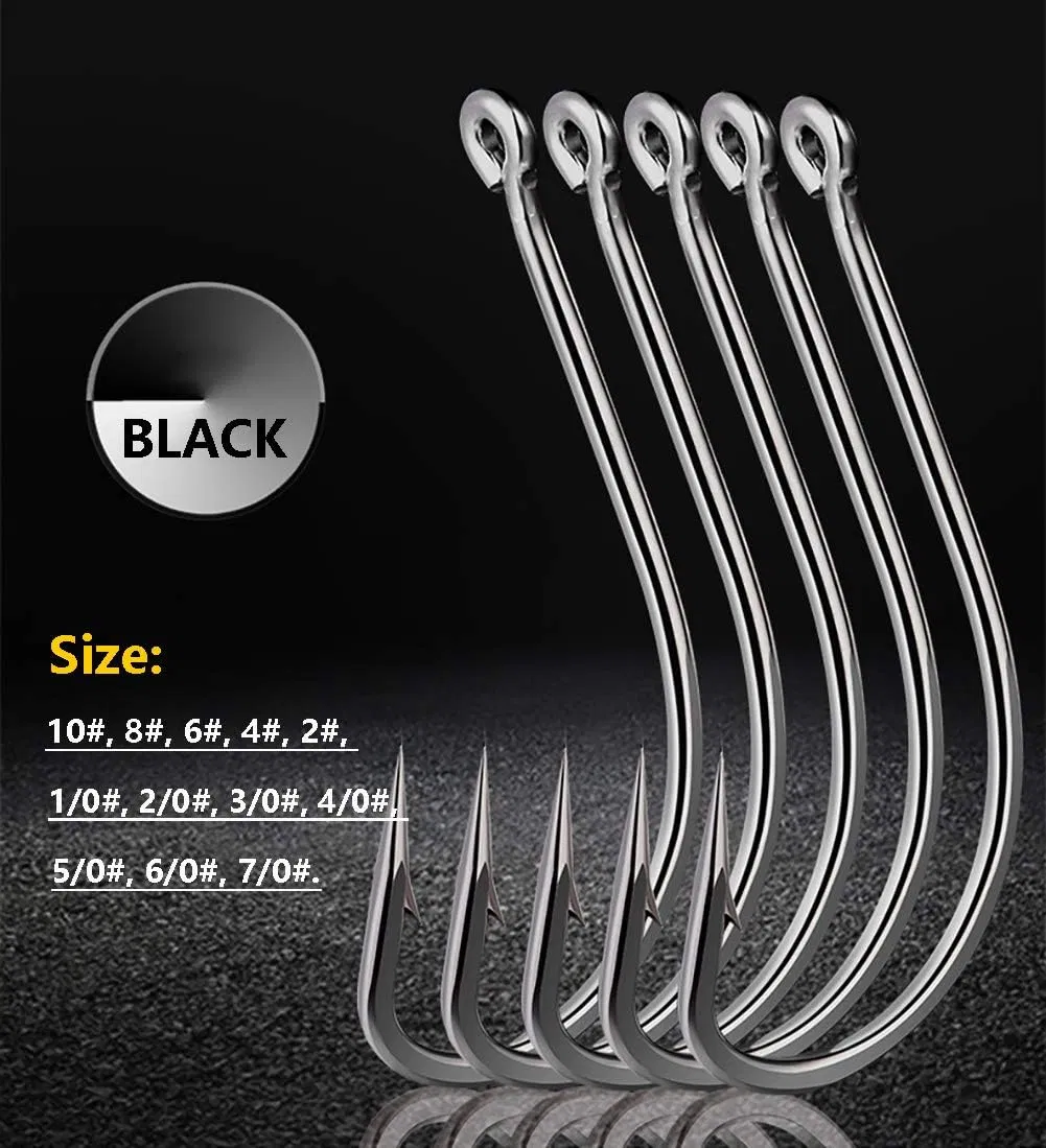 Forged Long Shanked Fishing Hooks Stainless Steel Fishing Hook for Saltwater Freshwater, Circle Octopus Fishing Hooks