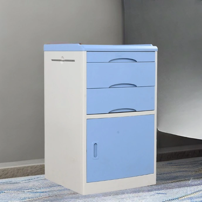 [PS-G01A] Bedside Plastic or Steel Cabinets with Table and Drawers on Casters for Medical and Paitent Use as Hospital Equipment or Furniture