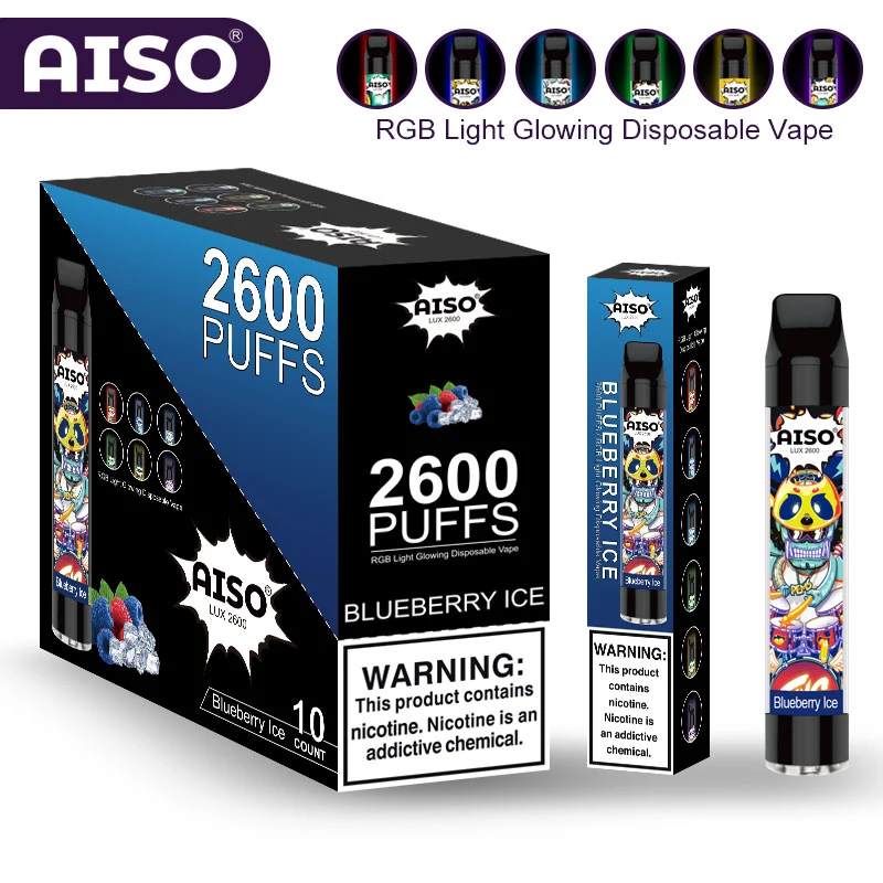 سعر العرض 2600puffs RGB ضوء متوهج آيسو لوكس Vape قلم