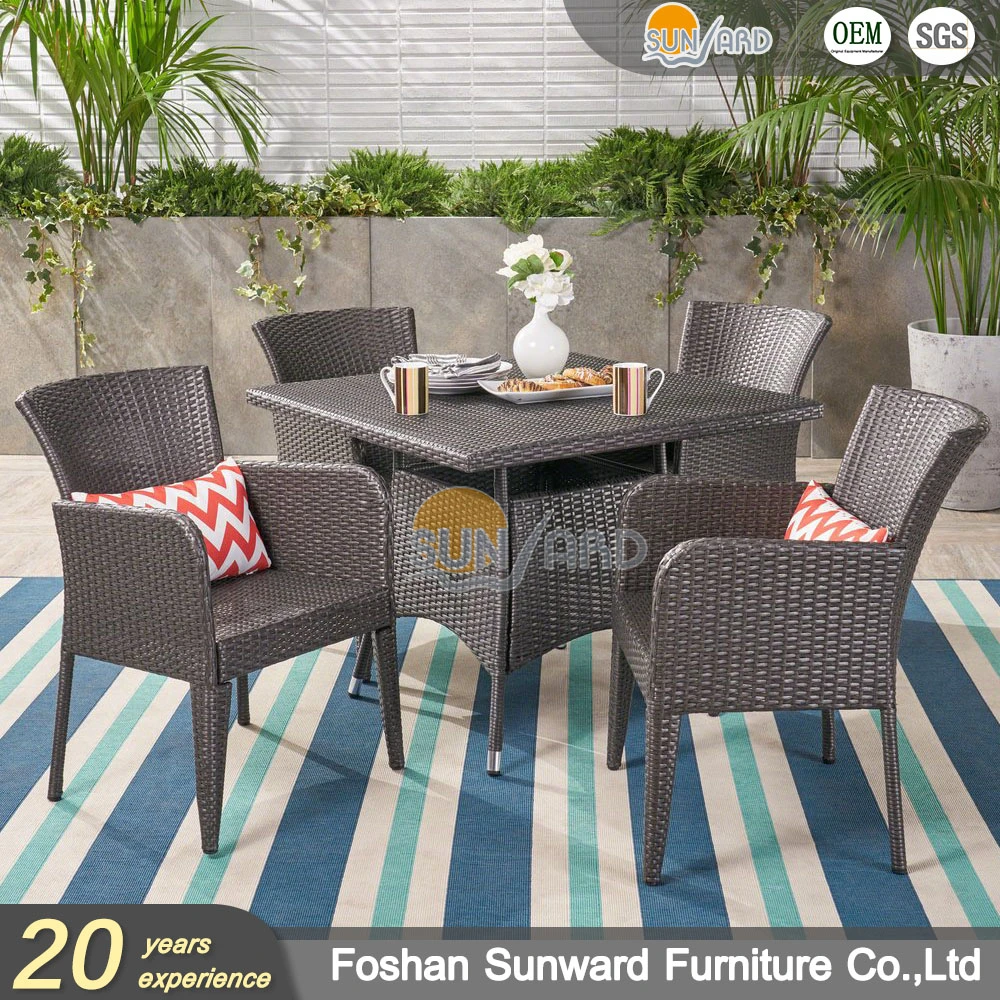 Modern New Wicker Rattan Dining Room Garden Restaurant Furniture Set