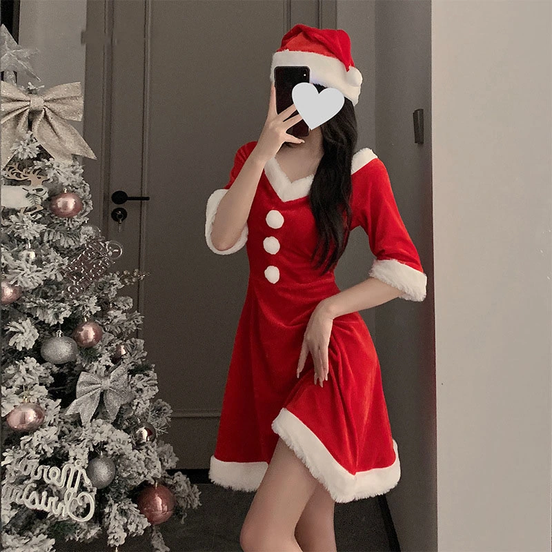 Conjunto de Navidad Cute Plush Sexy puro deseo Sling Sexy lencería Set de uniformes para mujer de corte ajustado