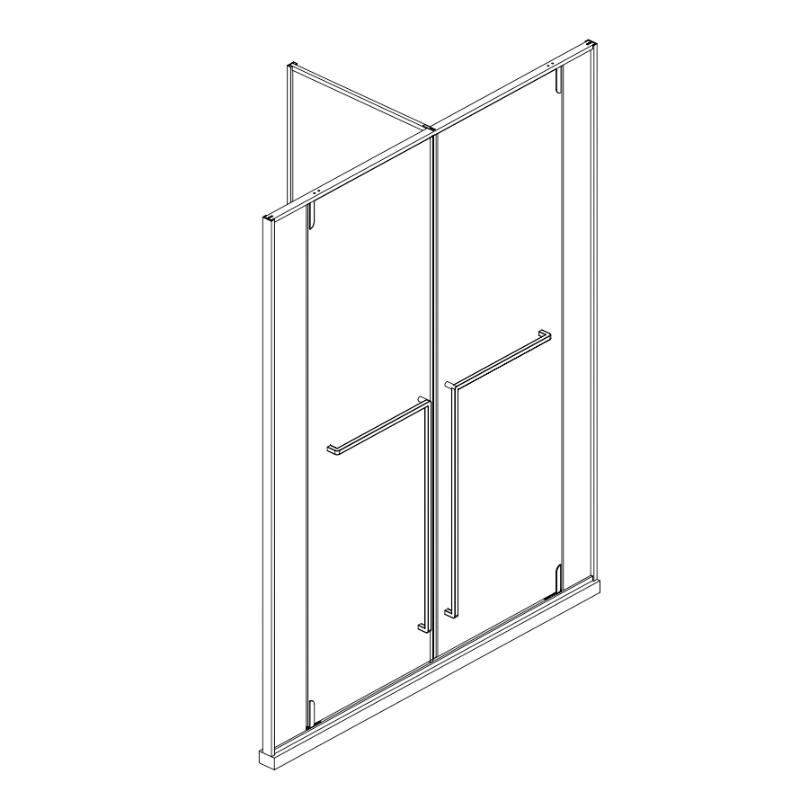 Hinge Shower Cabin Double Two Glass Door with Towel Handle Size Customized