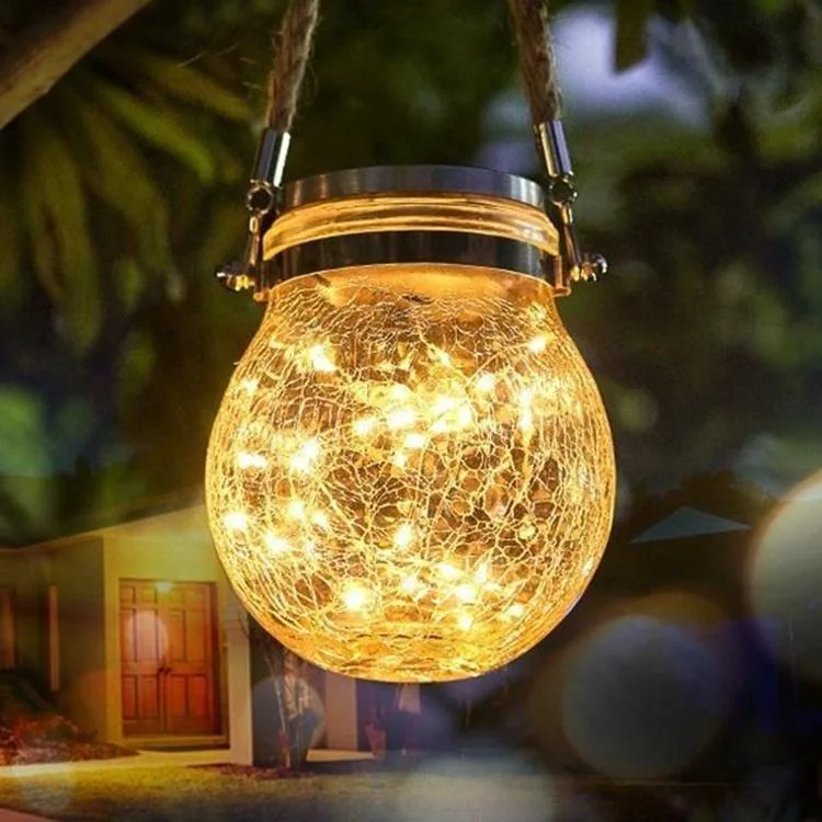 Christmas Hanging Waterproof Solar Sense Glass Decorative Garden Light