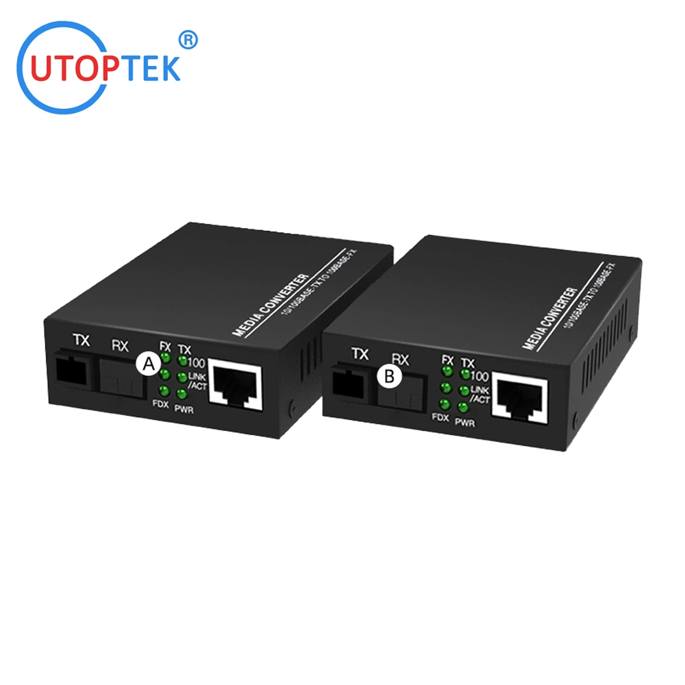 Convertidor de medios con conector ST/FC/SC/LC de fibra 20km de modo único 1310/1550nm 1490nm Media Converter